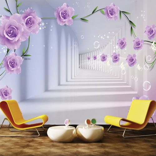 Derinlikli 3D Mor Çicekler