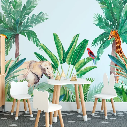 Tropik Orman İçinde Hayvanlı Poster