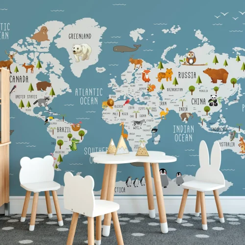 Dünya Haritalı Çocuk Odası Posteri