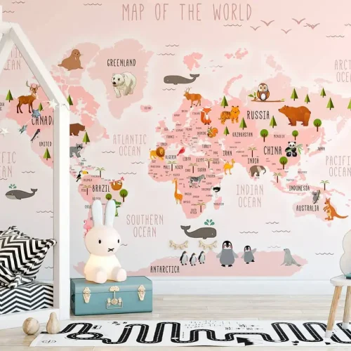 Dünya Haritalı Çocuk Odası Posteri