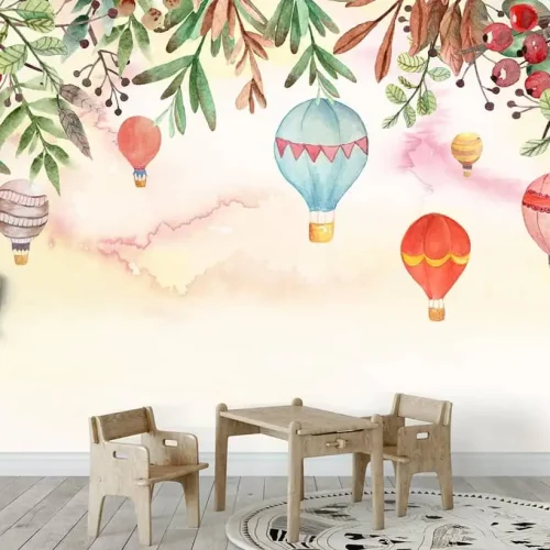 Sarkan Dallar Arasında Balonlar Çocuk Odası Poster