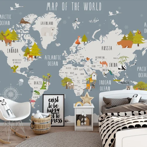 Dünya Haritalı Çocuk Odası Posteri