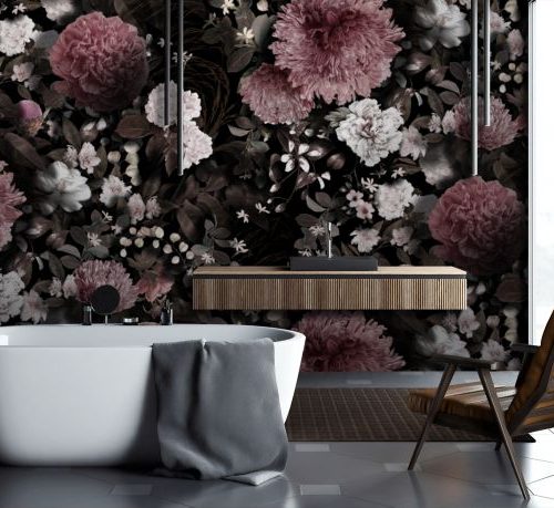 Renkli Çicek Desenli 3D Duvar Kağıdı