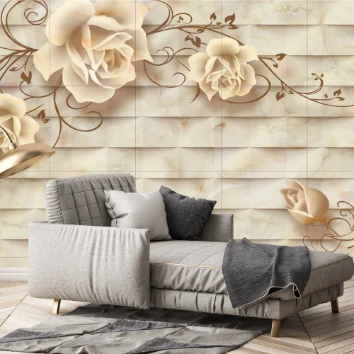 Lüx Yapraklı 3D Duvar Kağıdı