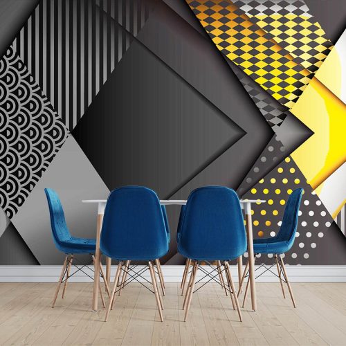 Geometrik Desenli 3D Duvar Kağıdı