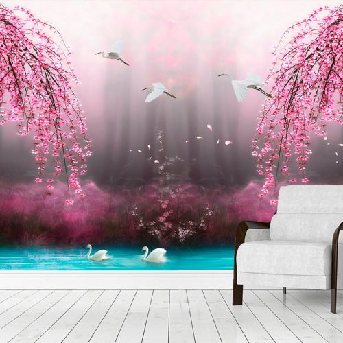 Tropikal Desenli 3D Duvar Kağıdı