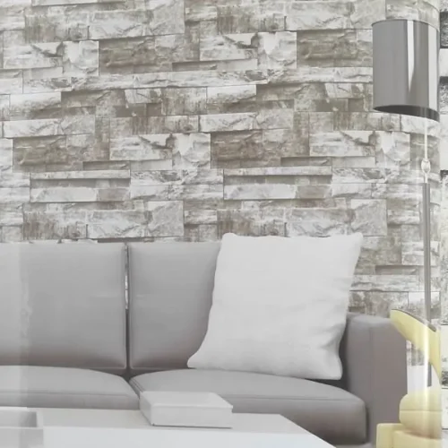 Ankawall Vision 2408-1 3D Doğal Taş Desenli Lüks Kül Gri Duvar Kağıdı 16m2