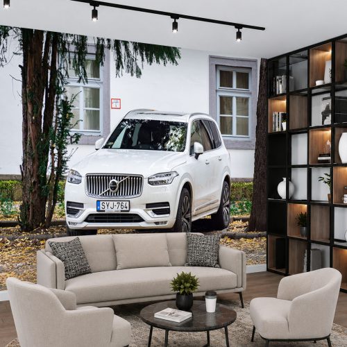 3D Beyaz SUV Duvar Kağıdı - Sonbahar Bahçe Poster