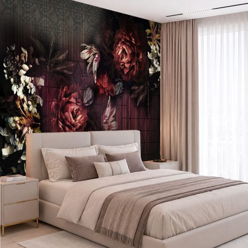 Modern Mermer Duvar Kağıdı - 3D Küreli Geometrik Altın Şeritli Salon Posteri
