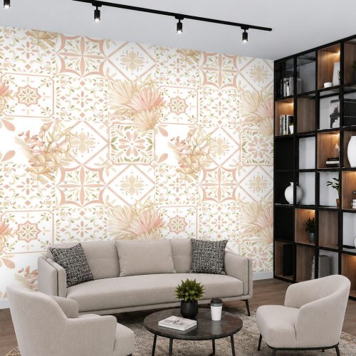 Altın Yapraklı Duvar Kağıdı - 3D Tropikal Desenli Lüks Salon Posteri