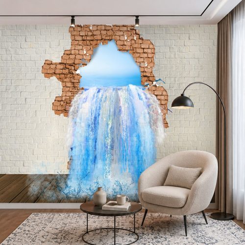 Şelale Posteri 3D Tuğla Duvar Patlamalı Duvar Kağıdı