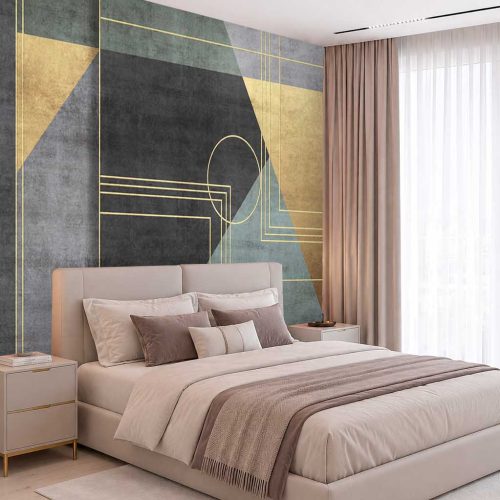 3D Geometrik Çizgili ve Soyut Desenli Modern Duvar Kağıdı - Lüks ve Minimalist Yatak Odası Posteri