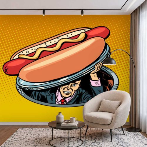 Hot Dog Duvar Kağıdı - Pop Art Tarzı Modern Tasarım