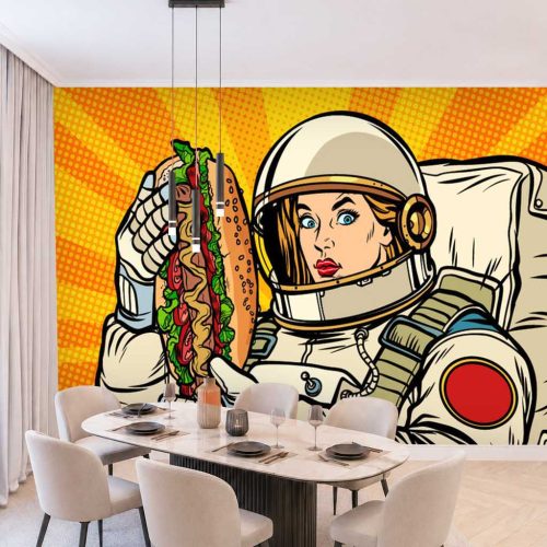 Astronot Duvar Kağıdı - Pop Art Tarzı Modern Tasarım