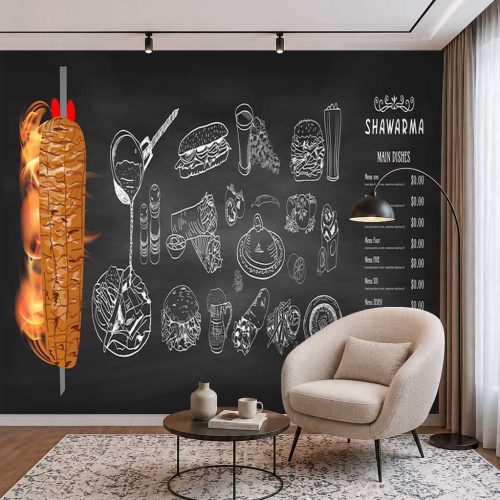 Shawarma Konseptli Duvar Kağıdı - Modern ve Şık Restoran Tasarımı
