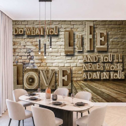 3D Tipografi ve "Do What You Love" Yazılı Modern Duvar Kağıdı - Dekoratif ve Motivasyonel Salon Posteri