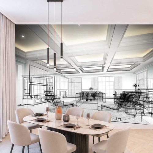 İç Mimari Çizim Duvar Kağıdı - Kutaş Yapı Modern Tasarımlar