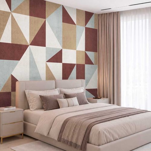 Modern Geometrik Desenli Renkli Soyut Duvar Kağıdı